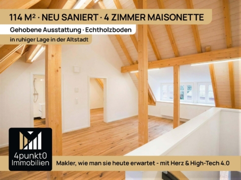 Hochwertig saniert: 4-Zimmer-Maisonette, ca. 114 m², Balkon, 2 Bäder, Eichenholzböden, 86653 Monheim, Maisonettewohnung