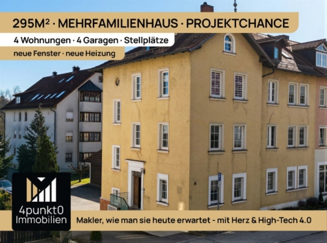 Projektchance: MFH mit 4 Wohnungen, 295 m², Innenhof und 4 Garagen, 91757 Treuchtlingen, Mehrfamilienhaus