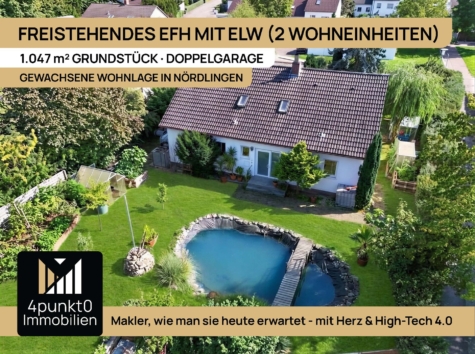EFH mit ELW: 1.047 m² Grundstück, ca. 107 m² Keller, Doppelgarage, 86720 Nördlingen, Zweifamilienhaus