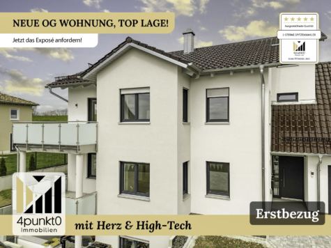 Moderne OG Wohnung mit Balkon und Garten in ruhiger Lage – Erstbezug, 86709 Wolferstadt, Etagenwohnung