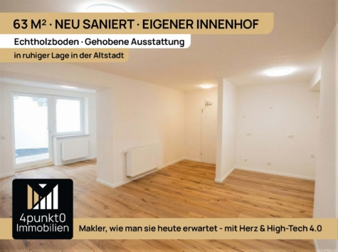 Erstbezug nach Sanierung: 2 Zimmer, ca. 63 m², Terrasse, Tageslichtbad, Eichenholzböden, 86653 Monheim, Erdgeschosswohnung