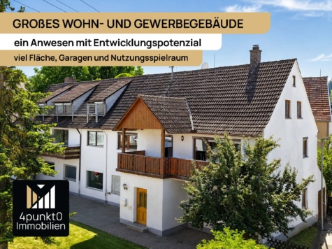 Großes Wohn- und Gewerbegebäude mit viel Fläche, Garagen und Nutzungsspielraum, 86751 Mönchsdeggingen, Haus