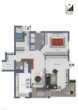 Grundriss - RESERVIERT – Helle 4-Zimmer-Wohnung im 1. OG mit 2 Balkonen und Tiefgarage – ruhig und zentral