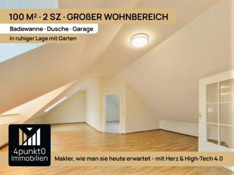 100 m² Wohnqualität – 2 Schlafzimmer, großer Wohnbereich, Garage, Garten – nur 810 € Kaltmiete, 86754 Munningen / Schwörsheim, Dachgeschosswohnung