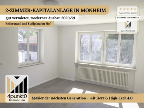 2-Zimmer-Kapitalanlage in Monheim – vermietet, moderner Ausbau 2020/21, Stellplatz im Hof, 86653 Monheim, Etagenwohnung