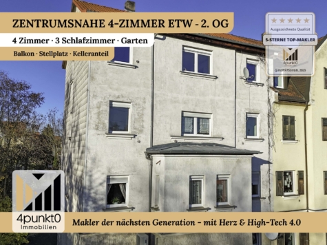 Zentrumsnahe 4-Zimmer-ETW 2. OG Balkon, Garten, Stellplatz, 91522 Ansbach, Etagenwohnung